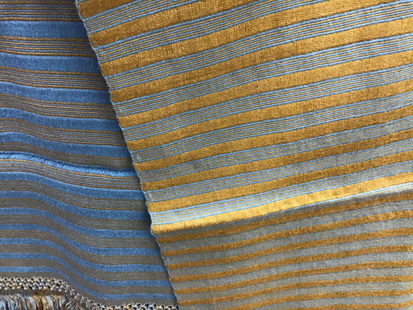 Gold & turquoise Striped rayon scarf
