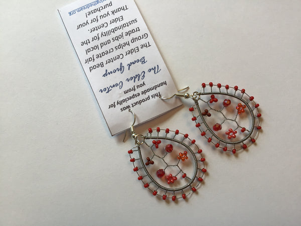Oval tree of life red  Earrings