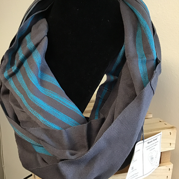 Scarf infinity Gray/Turquoise Infinity Rayon Scarf