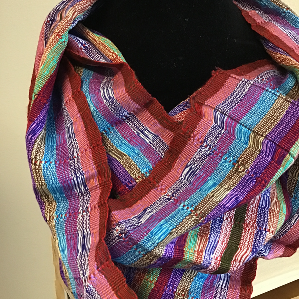 Scarf infinity   Red Muted Stripe Infinity Rayon Scarf