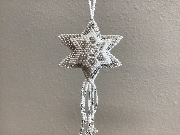 Beaded White Star Ornaments